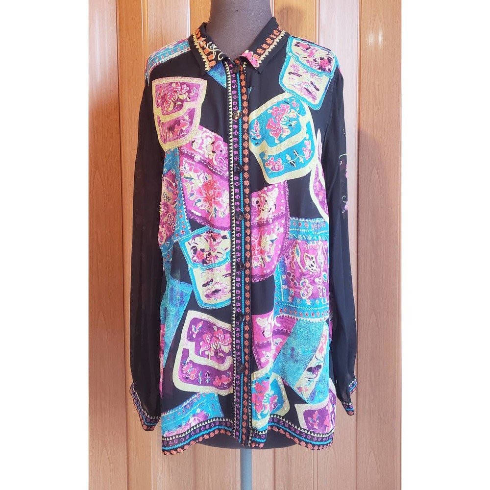Nancy Bolen size large vintage silk button up blouse
